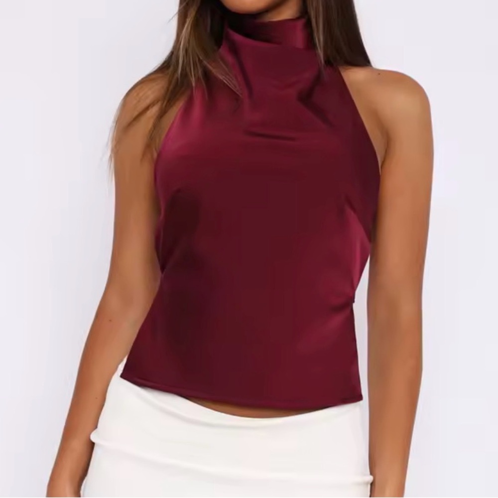 Backless halter top - Burgundy S